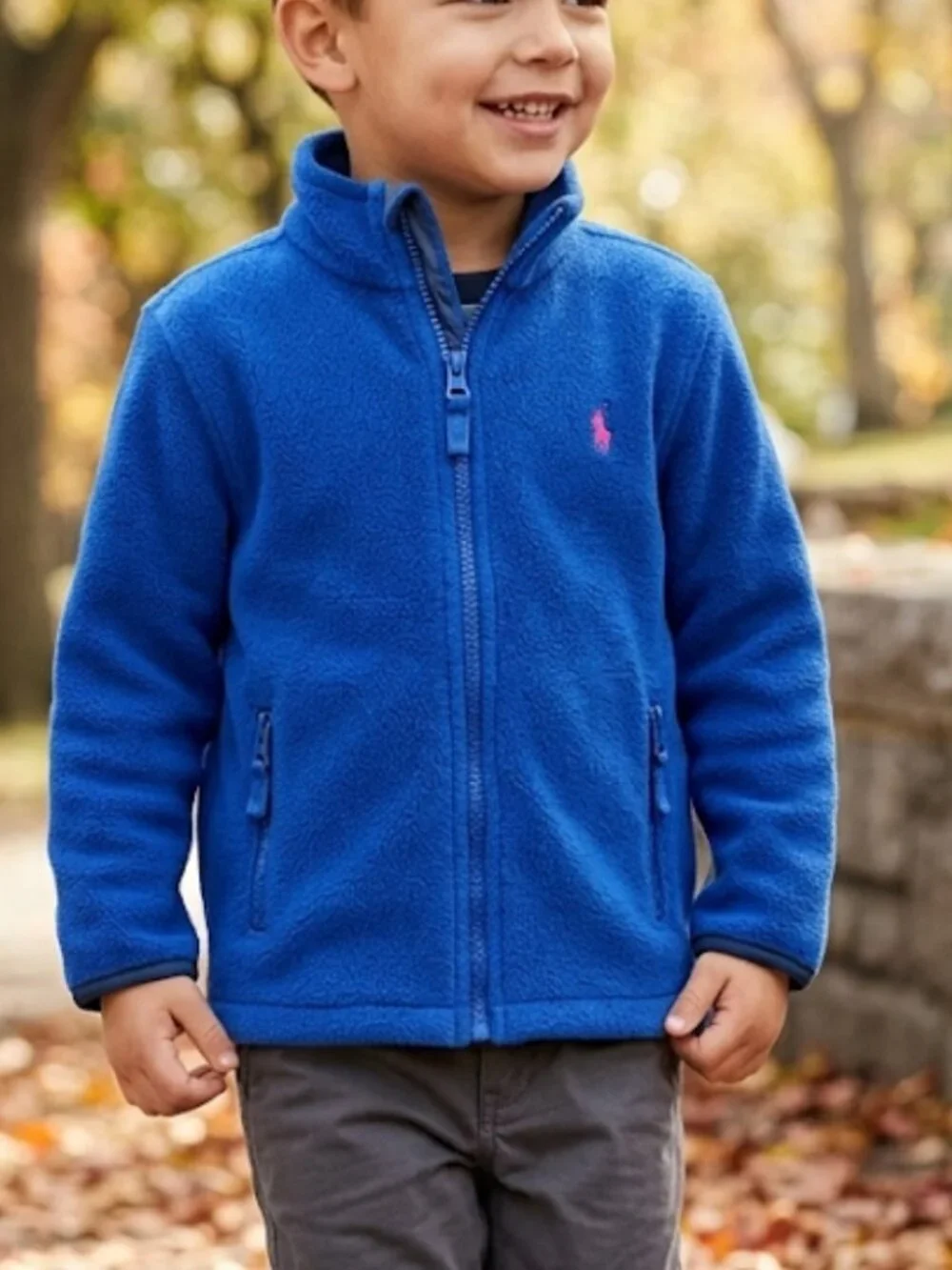 POLO By Ralph Lauren Blue Fleece Full Zip Jacket Outdoor Cozy Comfy Boys Size 4
